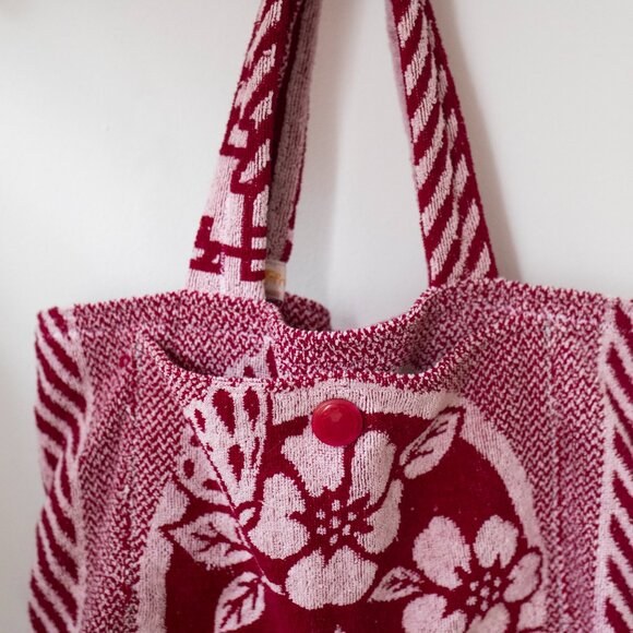 Purple Butterfly Vintage Handmade Towel Tote - Picture 10 of 10